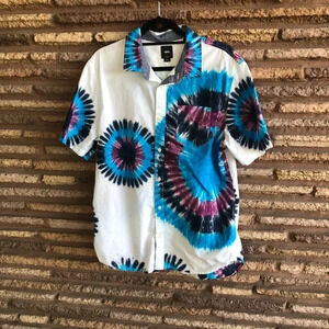 Vans Off the Wall Streetwear Classic Fit Tie Dyed Button Front Shirt